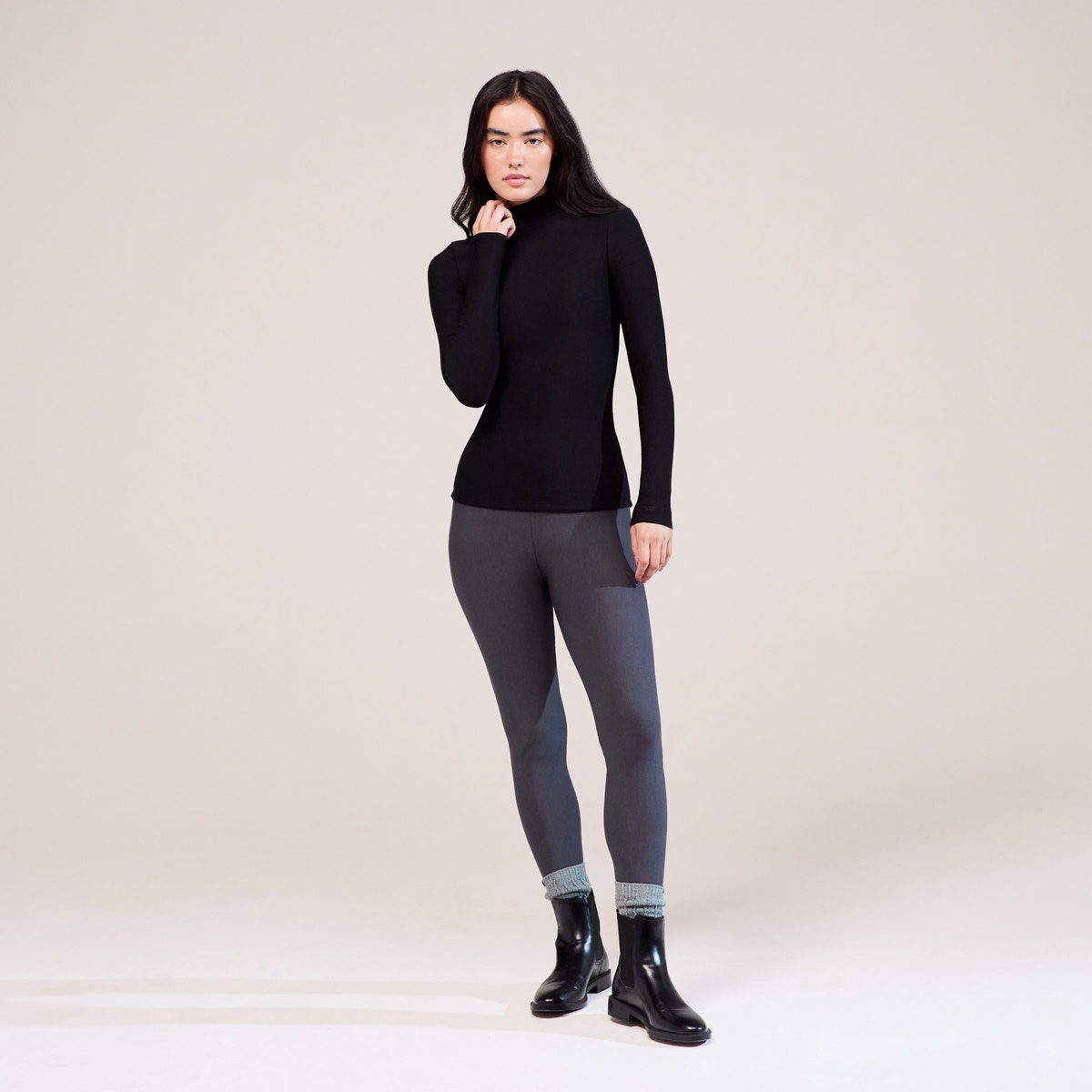 Legging taille haute d'hiver - Gris foncé