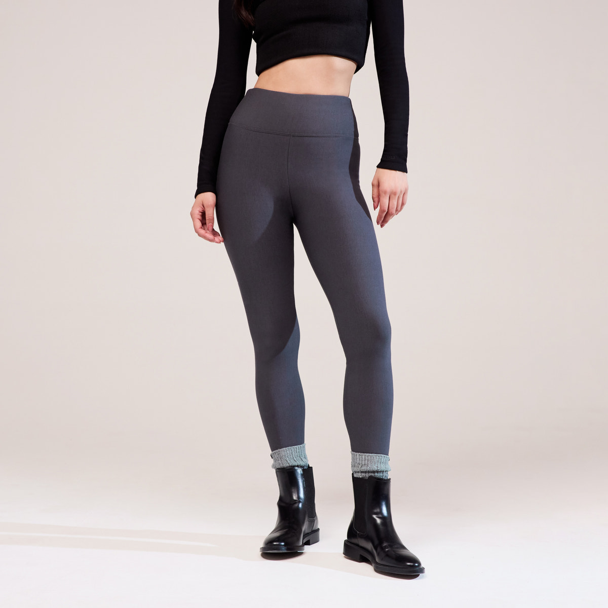 Legging taille haute d'hiver - Gris foncé