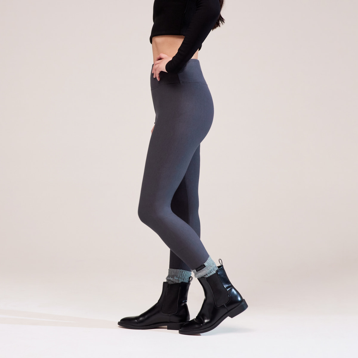 Legging taille haute d'hiver - Gris foncé