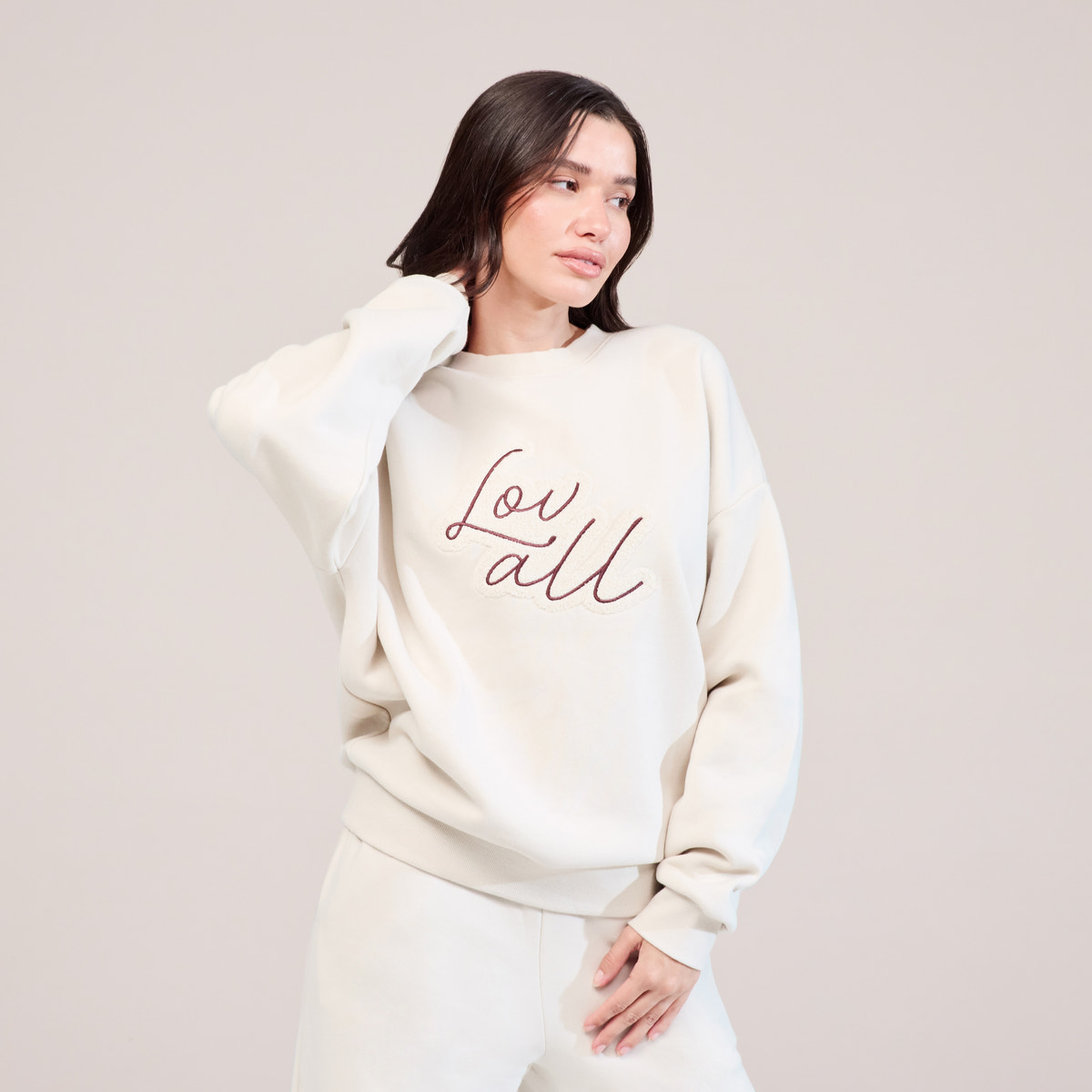 Sweat-shirt Oversize Bio Lovall Script - Écru