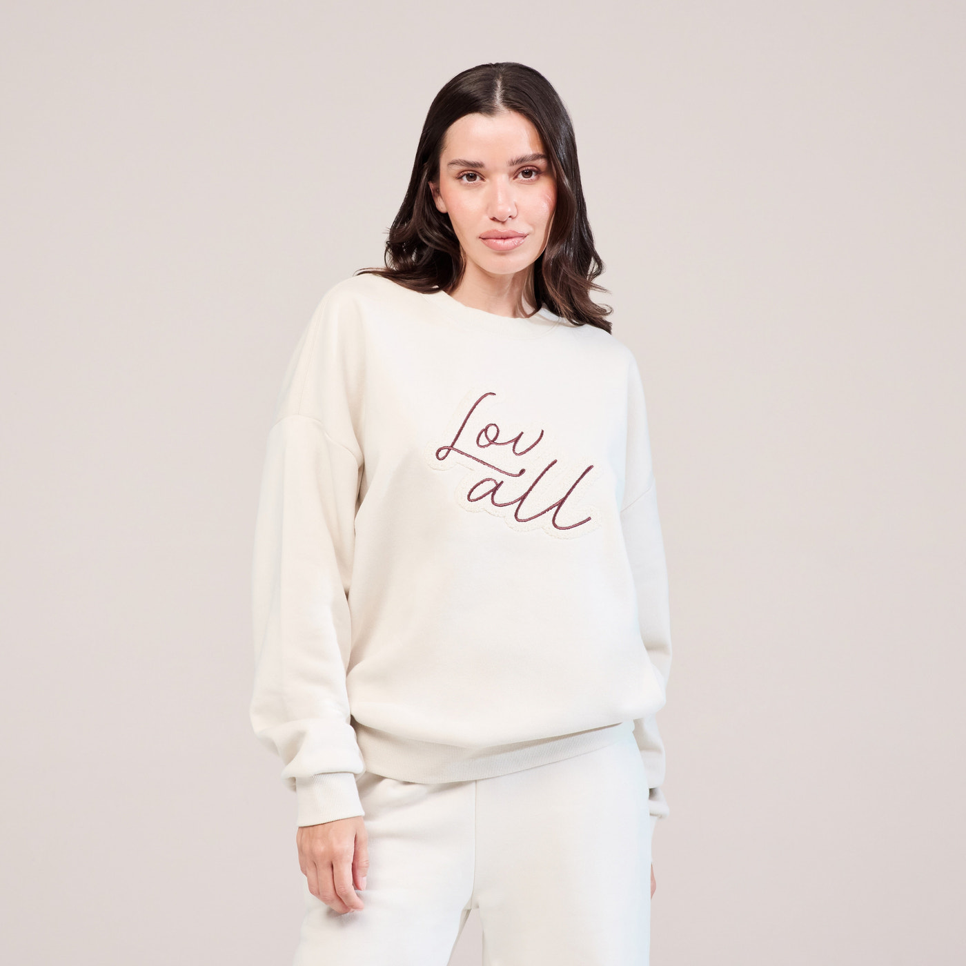 Organic Oversized Sweatshirt Lovall Script - Ecru