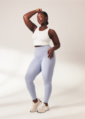 Curve Lightweight Everyday High Waisted Leggings - Powder Blue