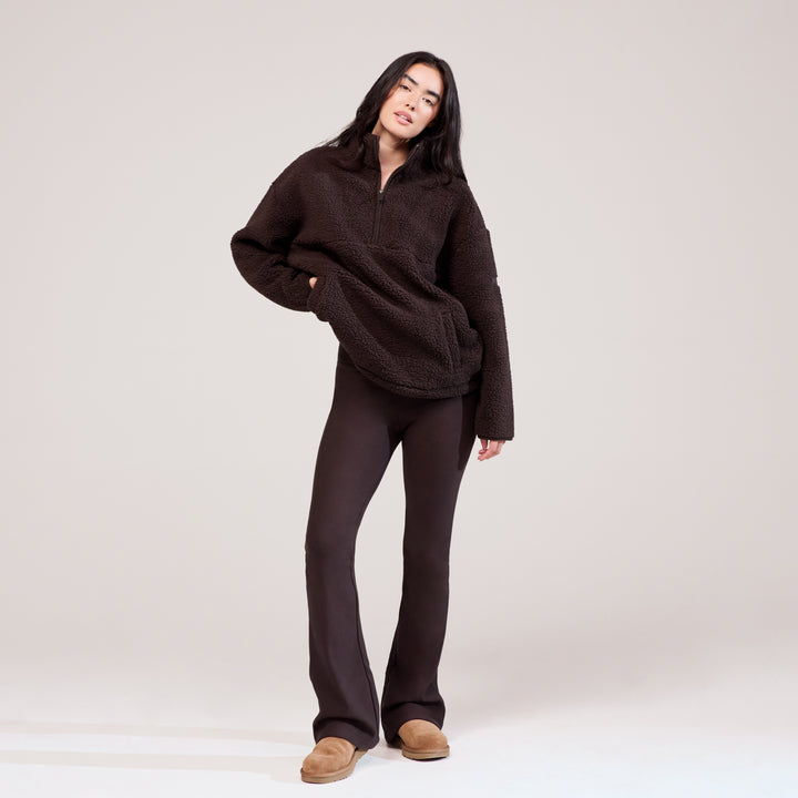 Polaire zippée Borg 1/4 - Marron Expresso