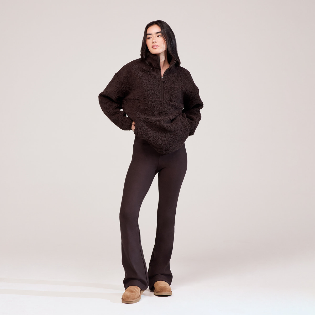 Polaire zippée Borg 1/4 - Marron Expresso