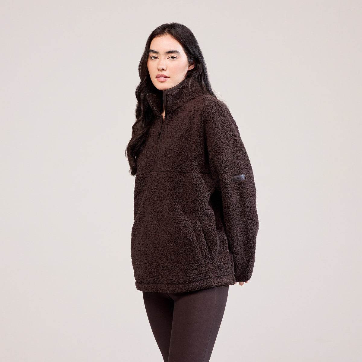 Polaire zippée Borg 1/4 - Marron Expresso