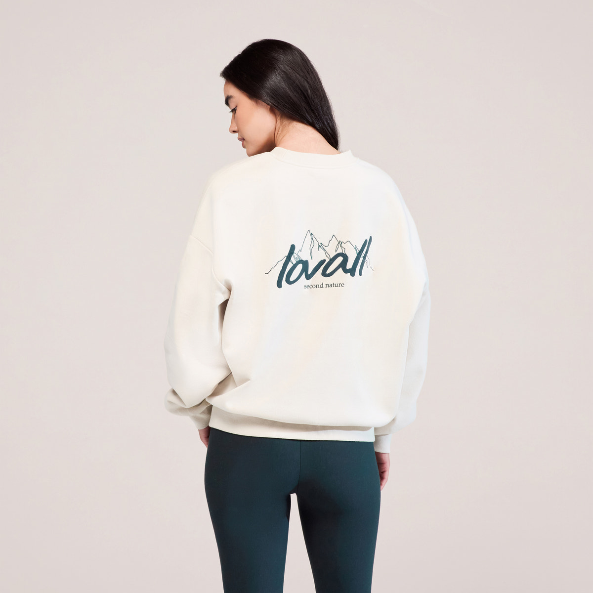 Sweat-shirt oversize organique Paysage - Écru
