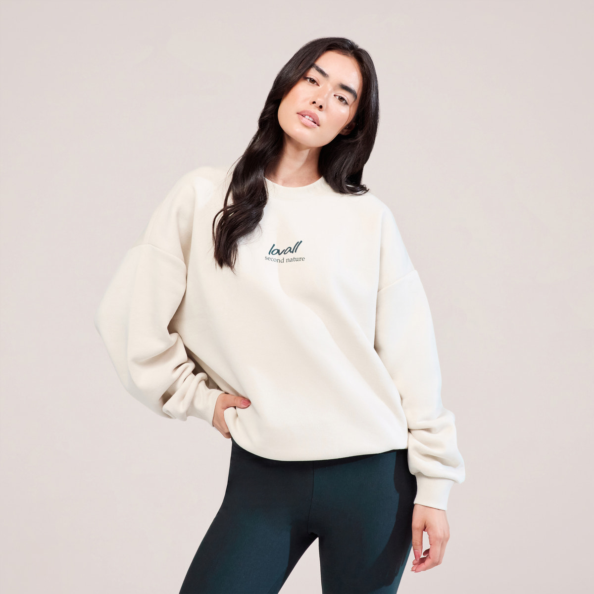Sweat-shirt oversize organique Paysage - Écru