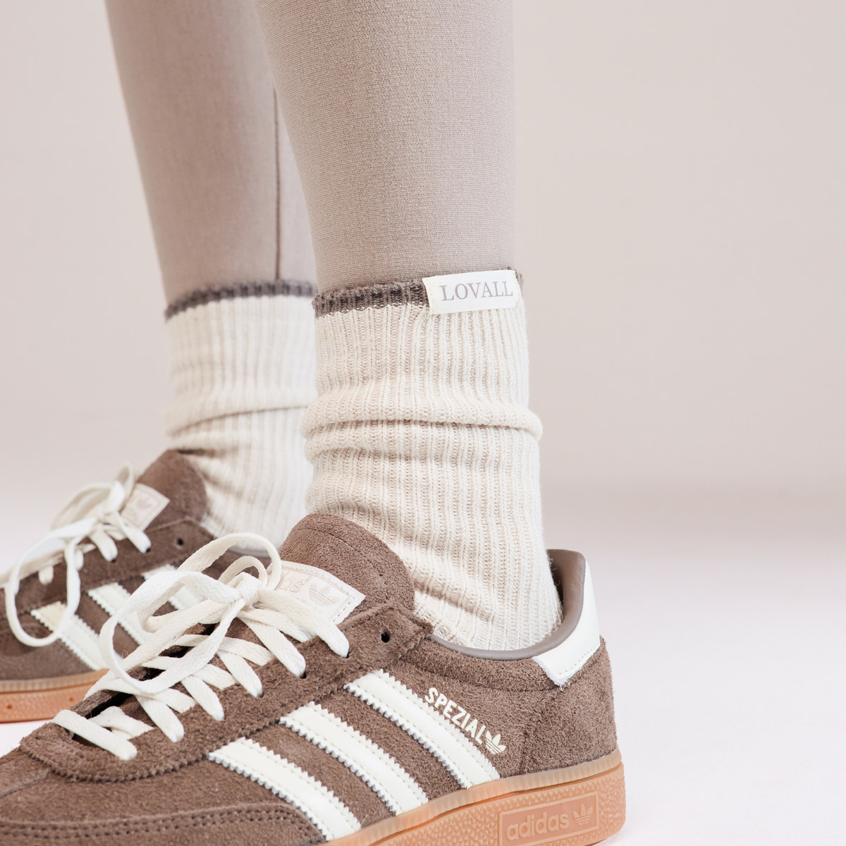 Chaussettes côtelées en maille lot de 2 - Beige/Moka