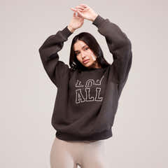 Sweat-shirt surdimensionné épais universitaire - Café noir