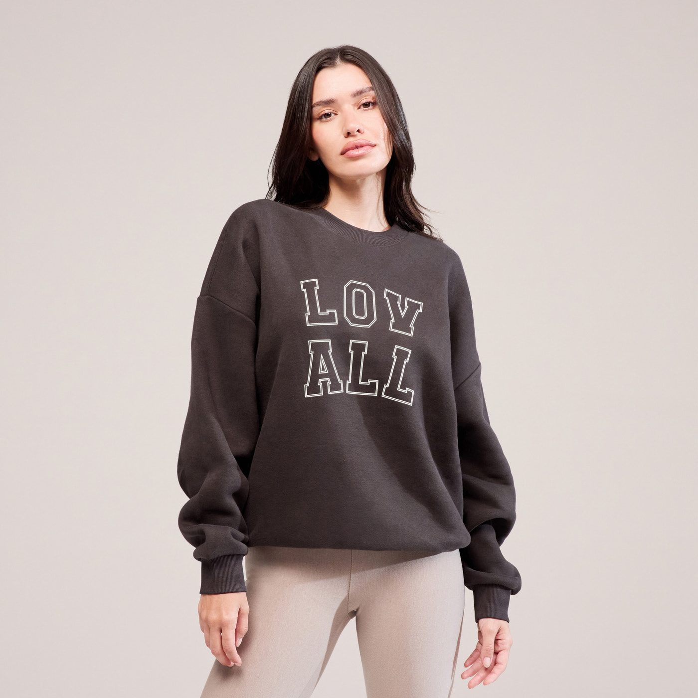 Heavyweight Oversized Sweatshirt Varsity - Black Coffee