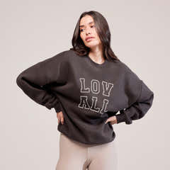 Sweat-shirt surdimensionné épais universitaire - Café noir