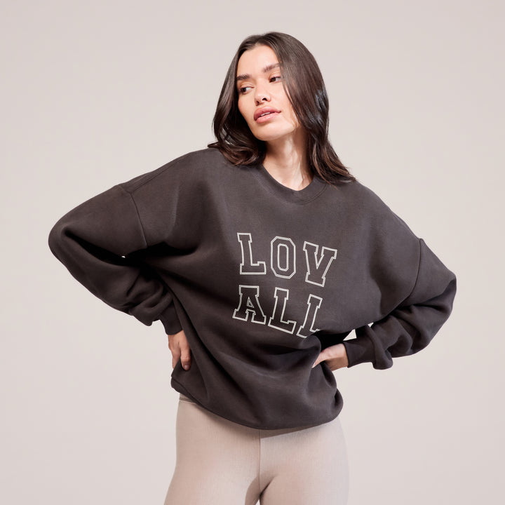 Sweat-shirt surdimensionné épais universitaire - Café noir
