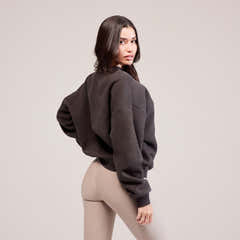 Sweat-shirt surdimensionné épais universitaire - Café noir