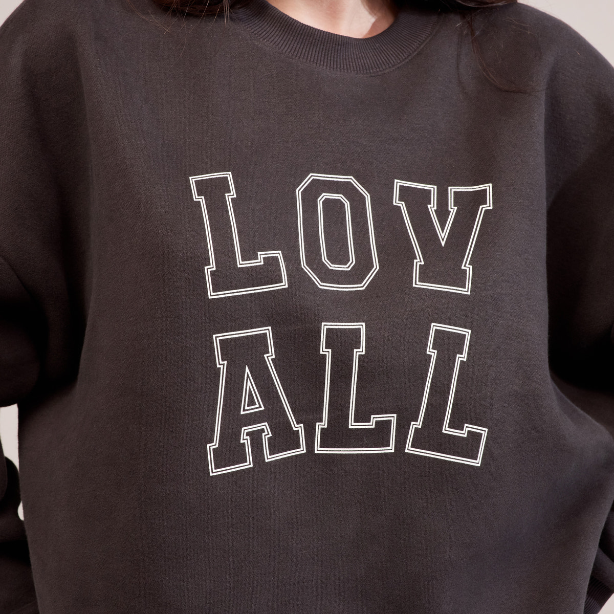 Sweat-shirt surdimensionné épais universitaire - Café noir