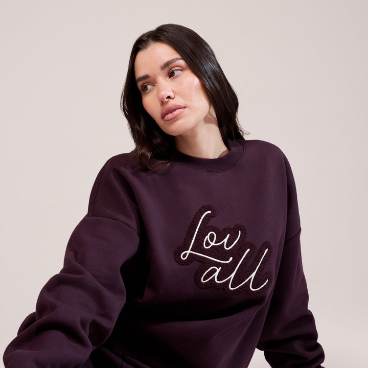 Sweat-shirt oversize bio Lovall Script - Vin
