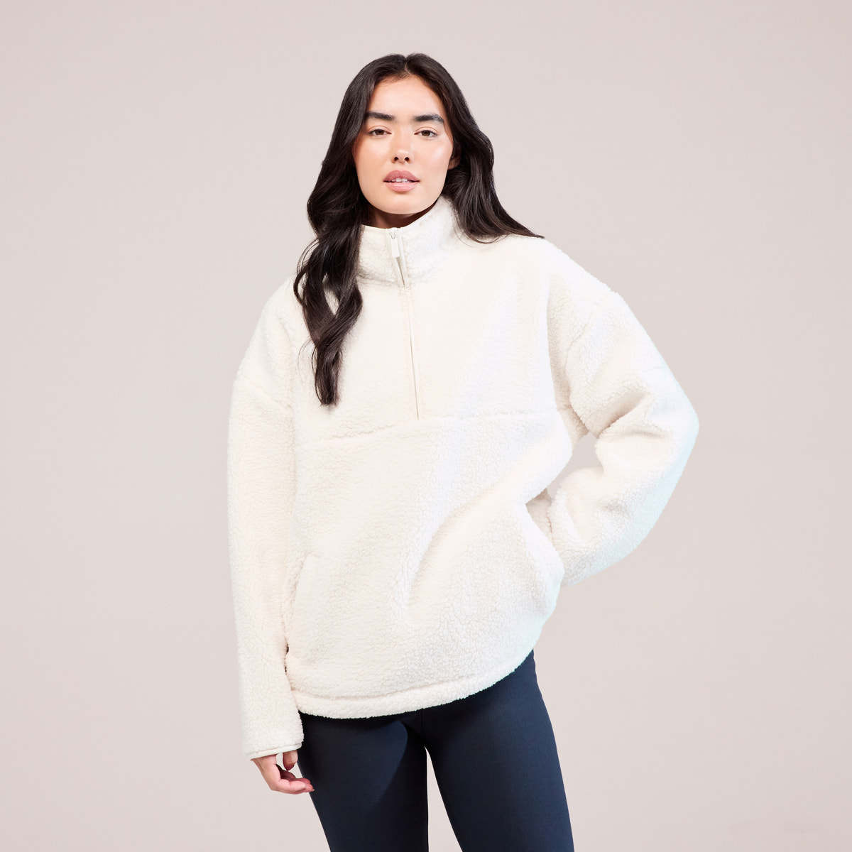Polaire Borg 1/4 zip - Blanc neige