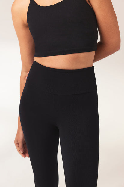 Legging léger court grande taille - Noir