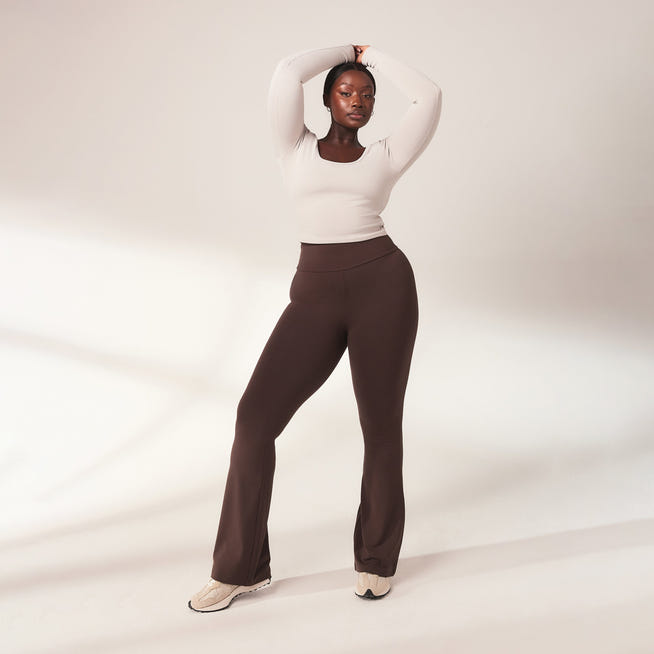 Legging léger flare grande taille - Espresso Marron