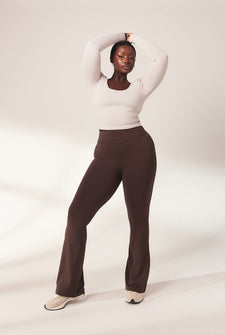 Legging léger flare grande taille - Espresso Marron