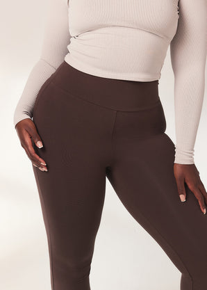 Legging léger flare grande taille - Espresso Marron