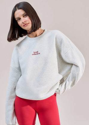 ALL SZN Organic Oversized Graphic Sweatshirt Collective 1 - Light Grey Marl