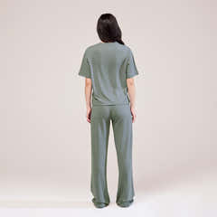 Ensemble de détente large en tissu doux - Vert Sauge