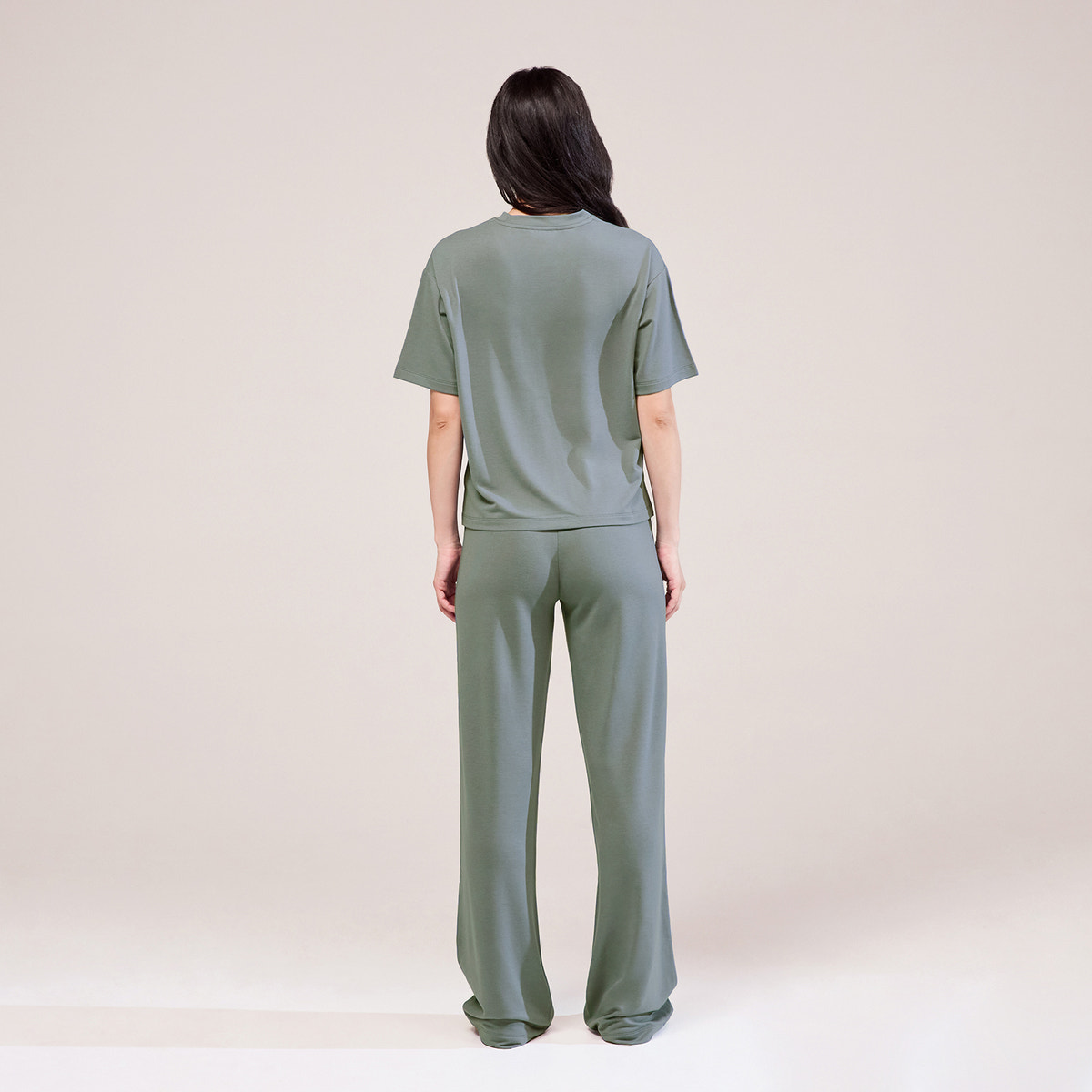 Ensemble de détente large en tissu doux - Vert Sauge