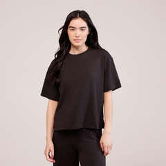 Ensemble détente large en tissu doux – Café noir