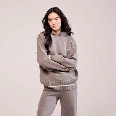 Curve Soft Knit Hooded Jumper - Mocha