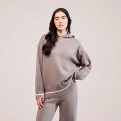 Pull doux à capuche en tricot - Moka