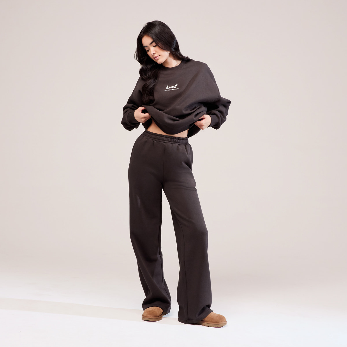 Sweat-shirt oversize en coton biologique Paysage - Café noir
