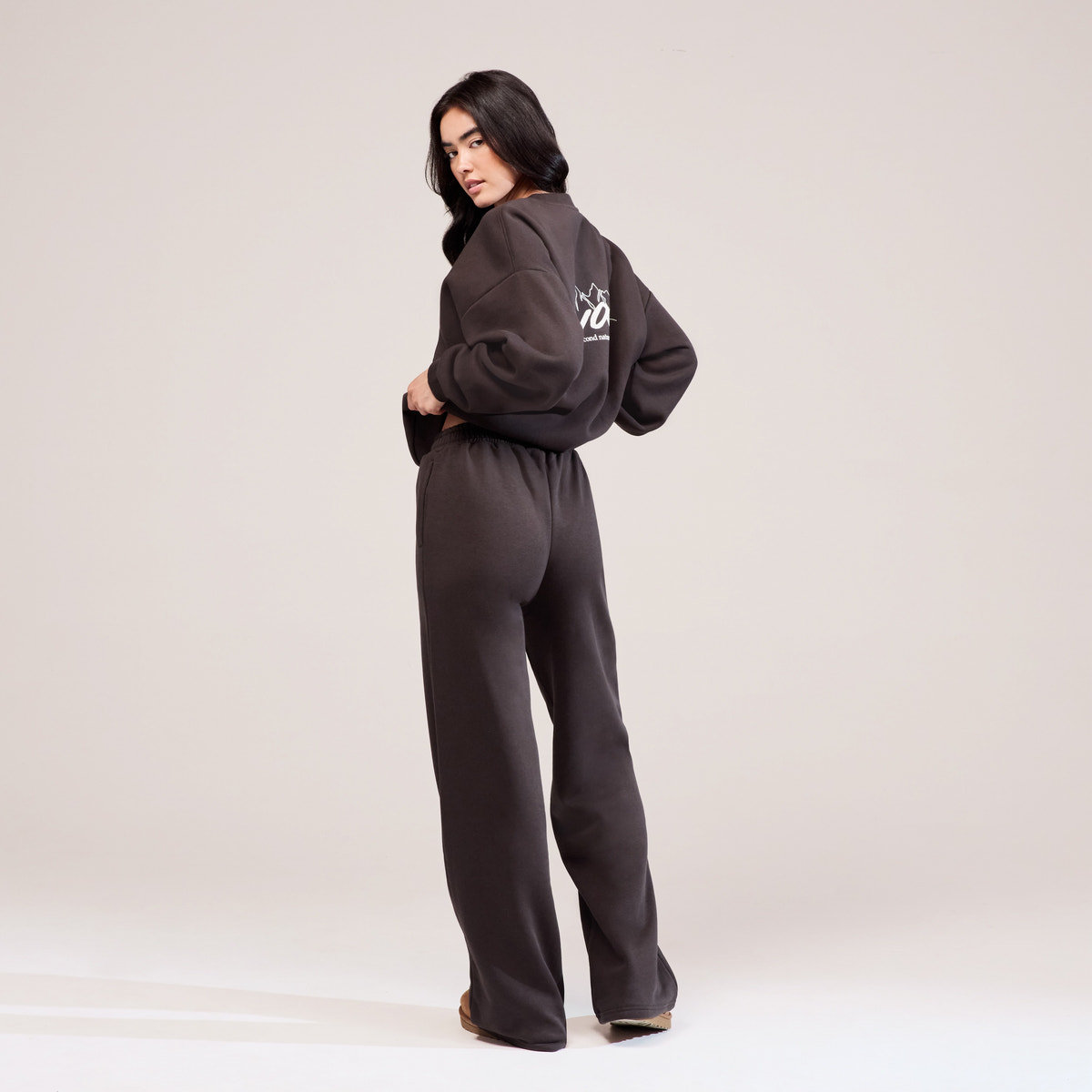 Sweat-shirt oversize en coton biologique Paysage - Café noir