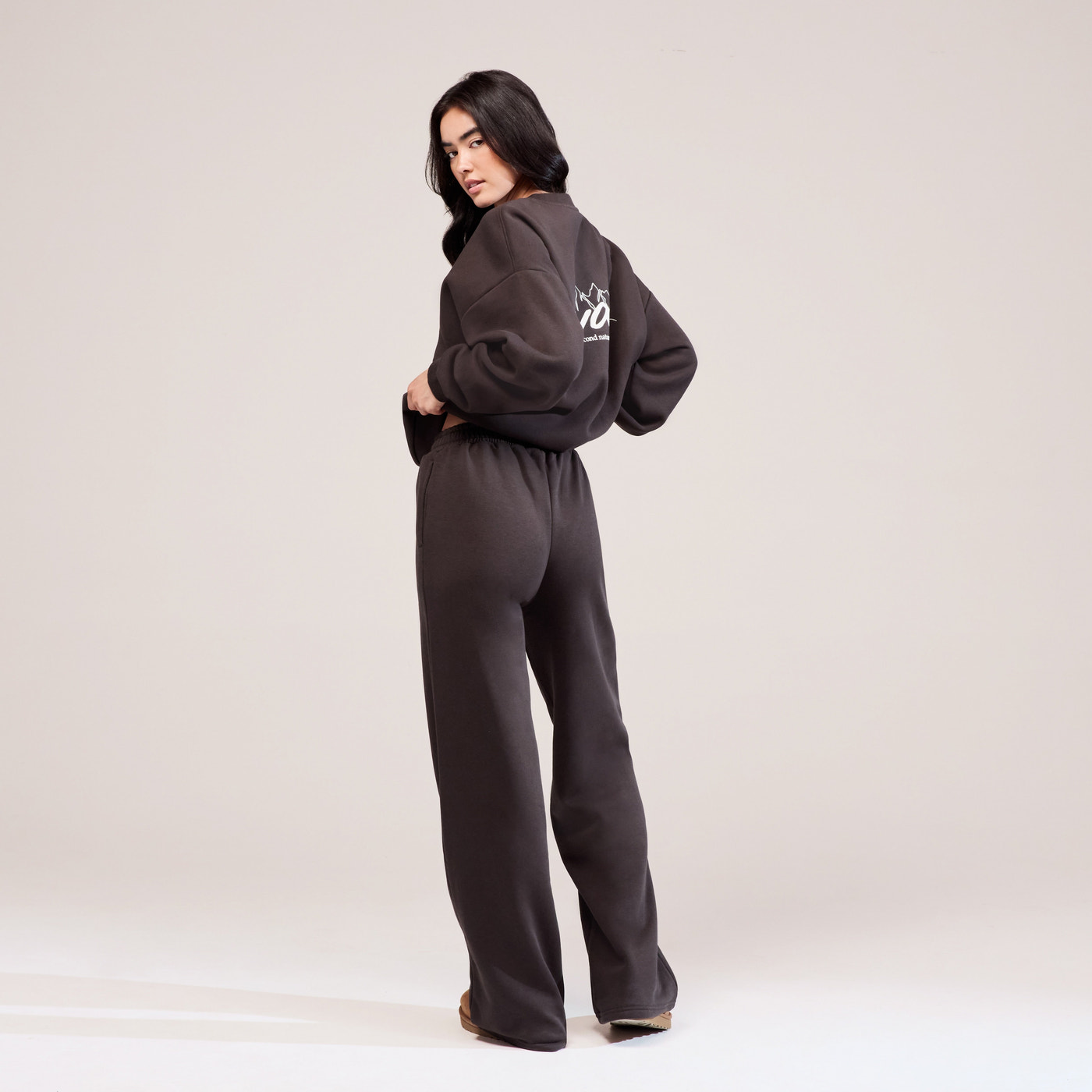 Organic Oversized Sweatshirt Landscape - Black Coffee