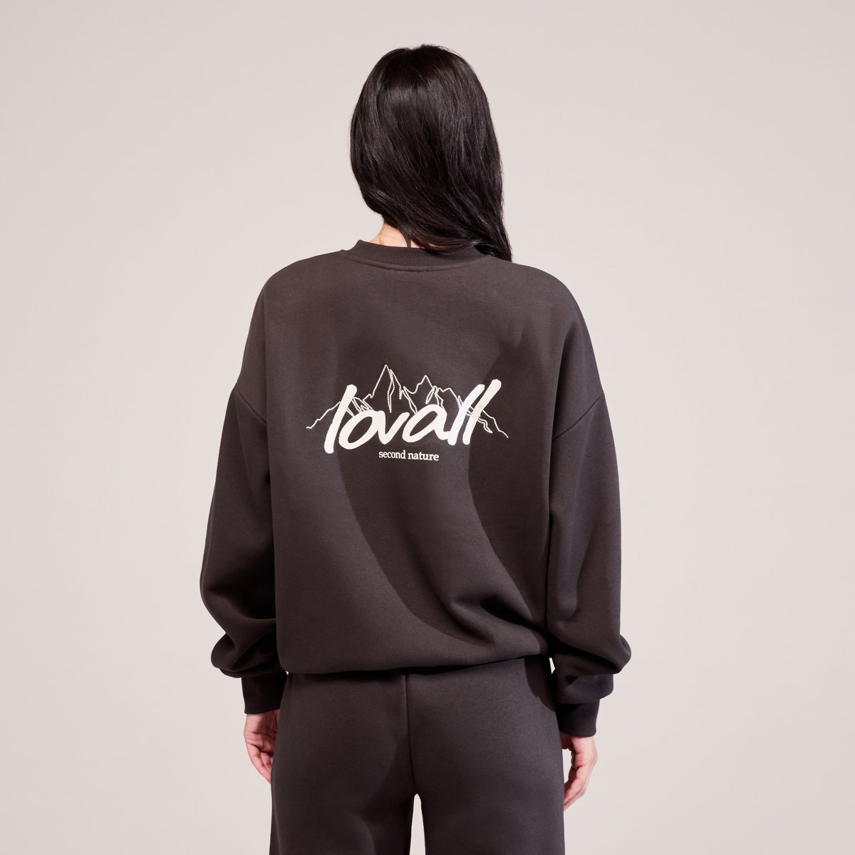 Sweat-shirt oversize en coton biologique Paysage - Café noir