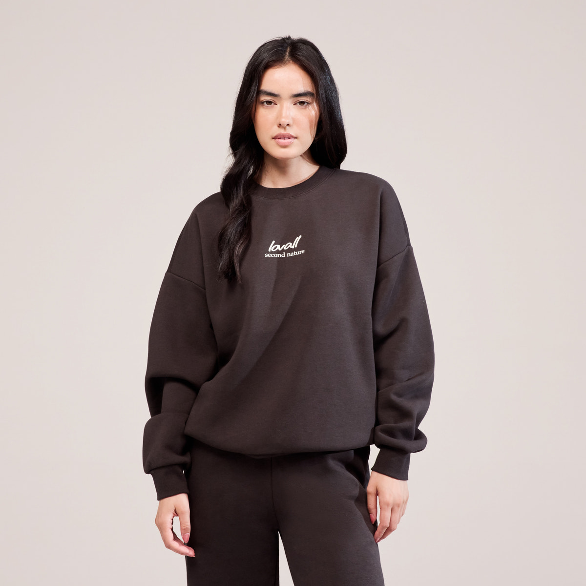 Sweat-shirt oversize en coton biologique Paysage - Café noir