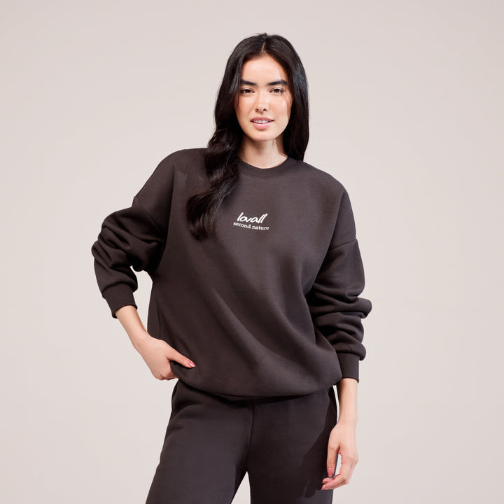 Sweat-shirt oversize en coton biologique Paysage - Café noir