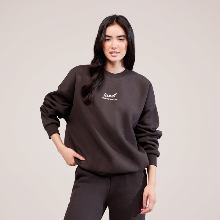Organic Oversized Sweatshirt Landscape - Black Coffee