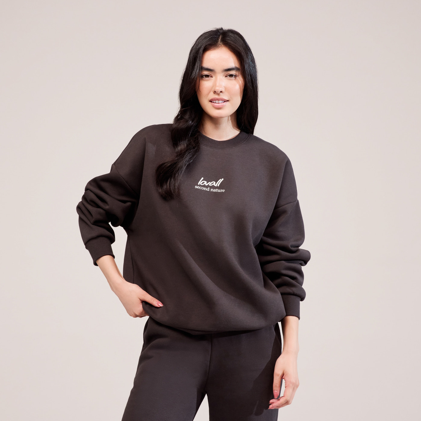 Organic Oversized Sweatshirt Landscape - Black Coffee