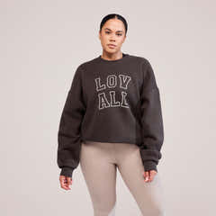 Sweat-shirt surdimensionné épais universitaire - Café noir