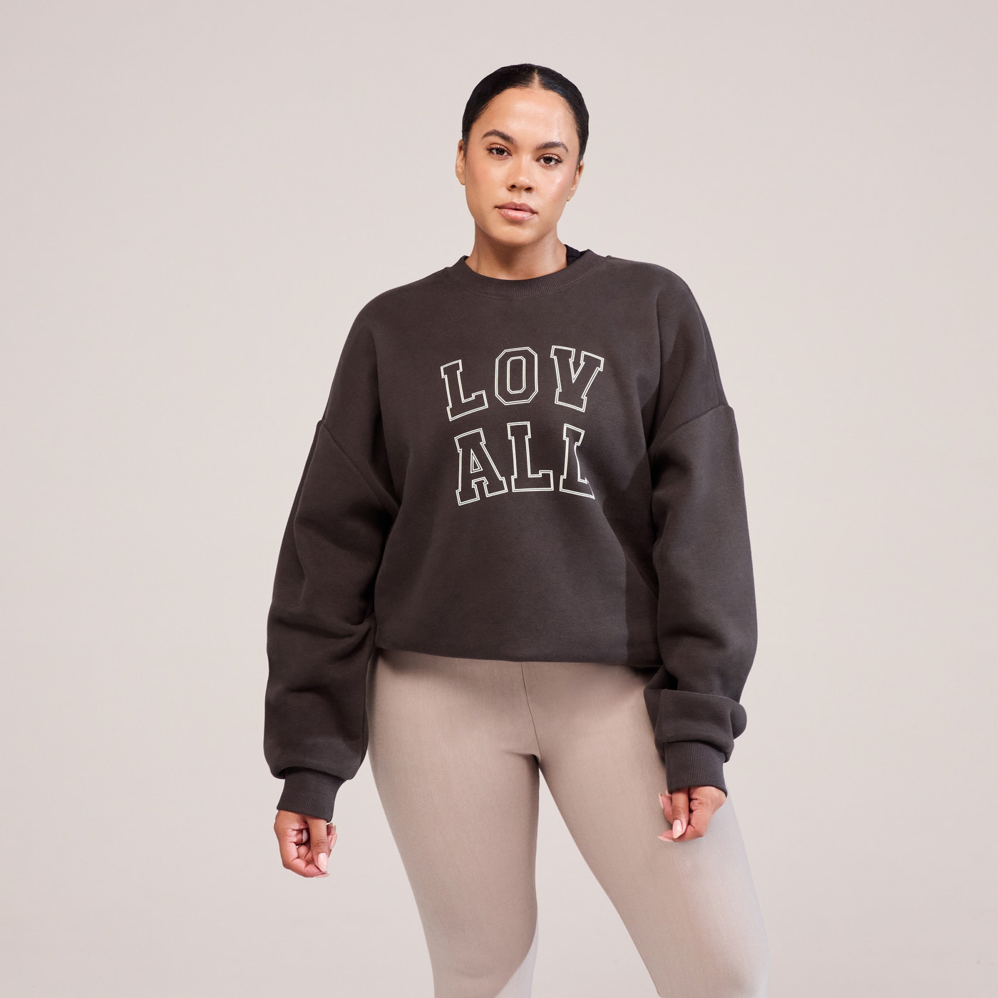 Heavyweight Oversized Sweatshirt Varsity - Black Coffee