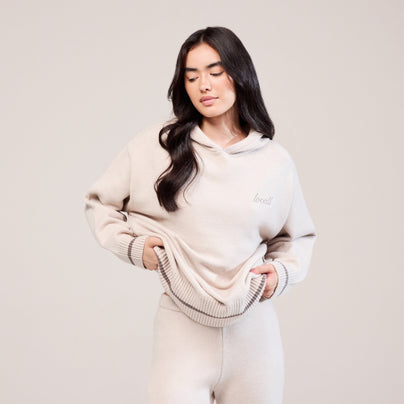 Curve Soft Knit Hooded Jumper - Beige
