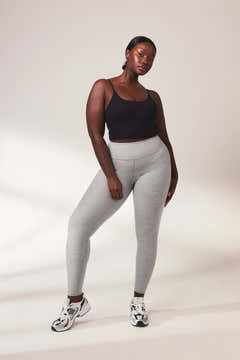 Legging taille haute ultra doux au toucher - Gris clair chiné