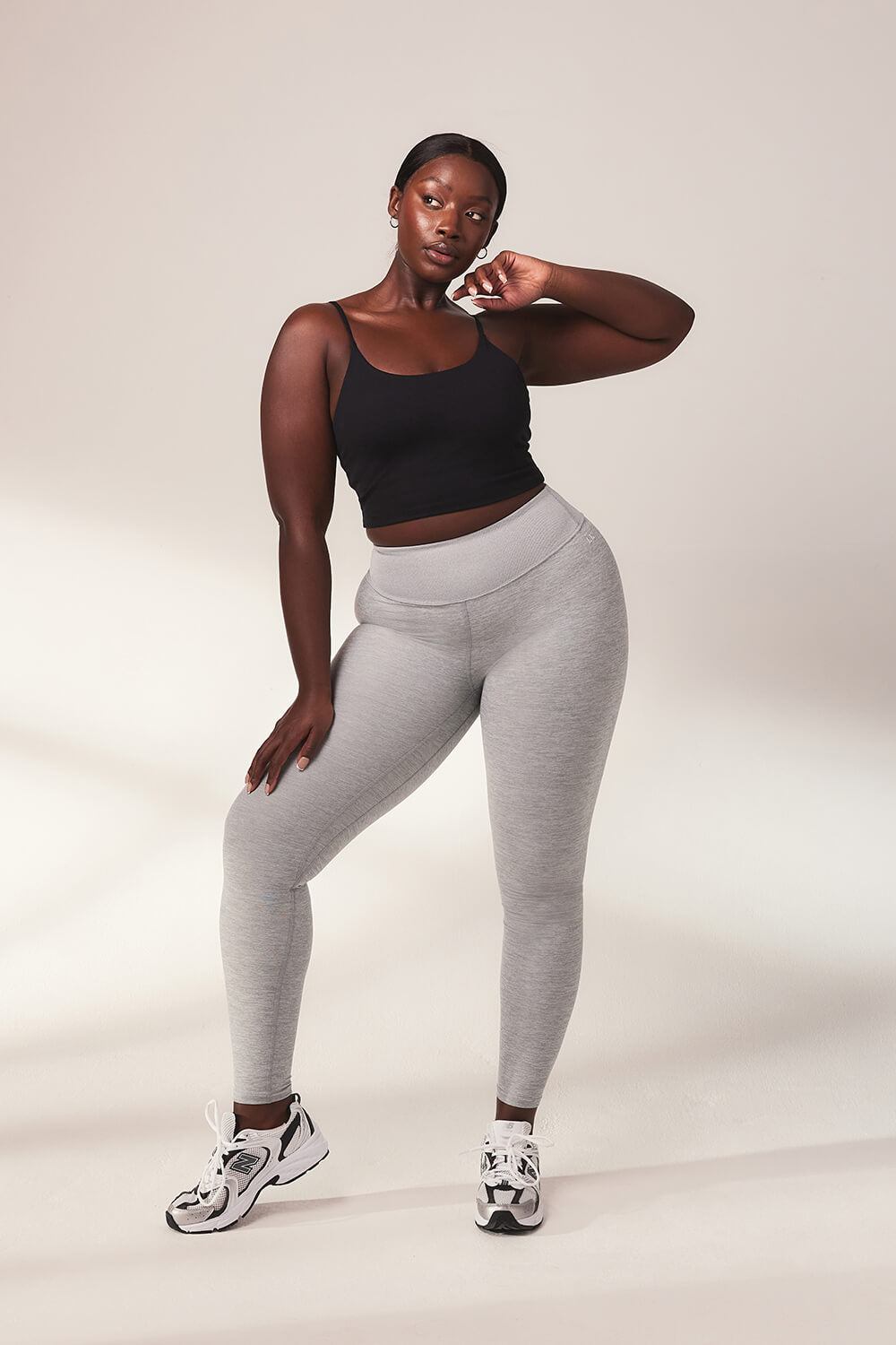 Legging taille haute ultra doux au toucher - Gris clair chiné
