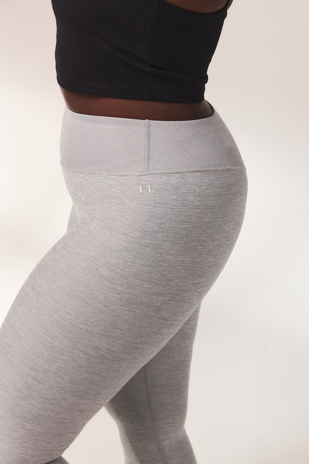 Legging taille haute ultra doux au toucher - Gris clair chiné