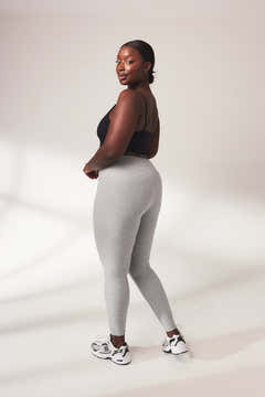 Legging taille haute ultra doux au toucher - Gris clair chiné