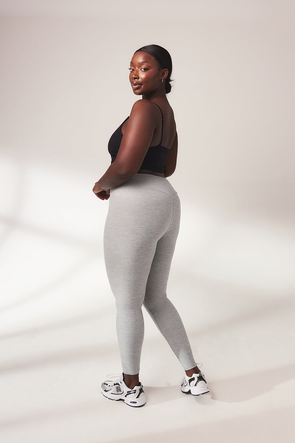 Legging taille haute ultra doux au toucher - Gris clair chiné