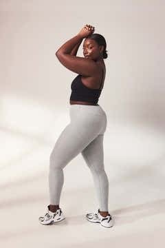 Legging taille haute ultra doux au toucher - Gris clair chiné