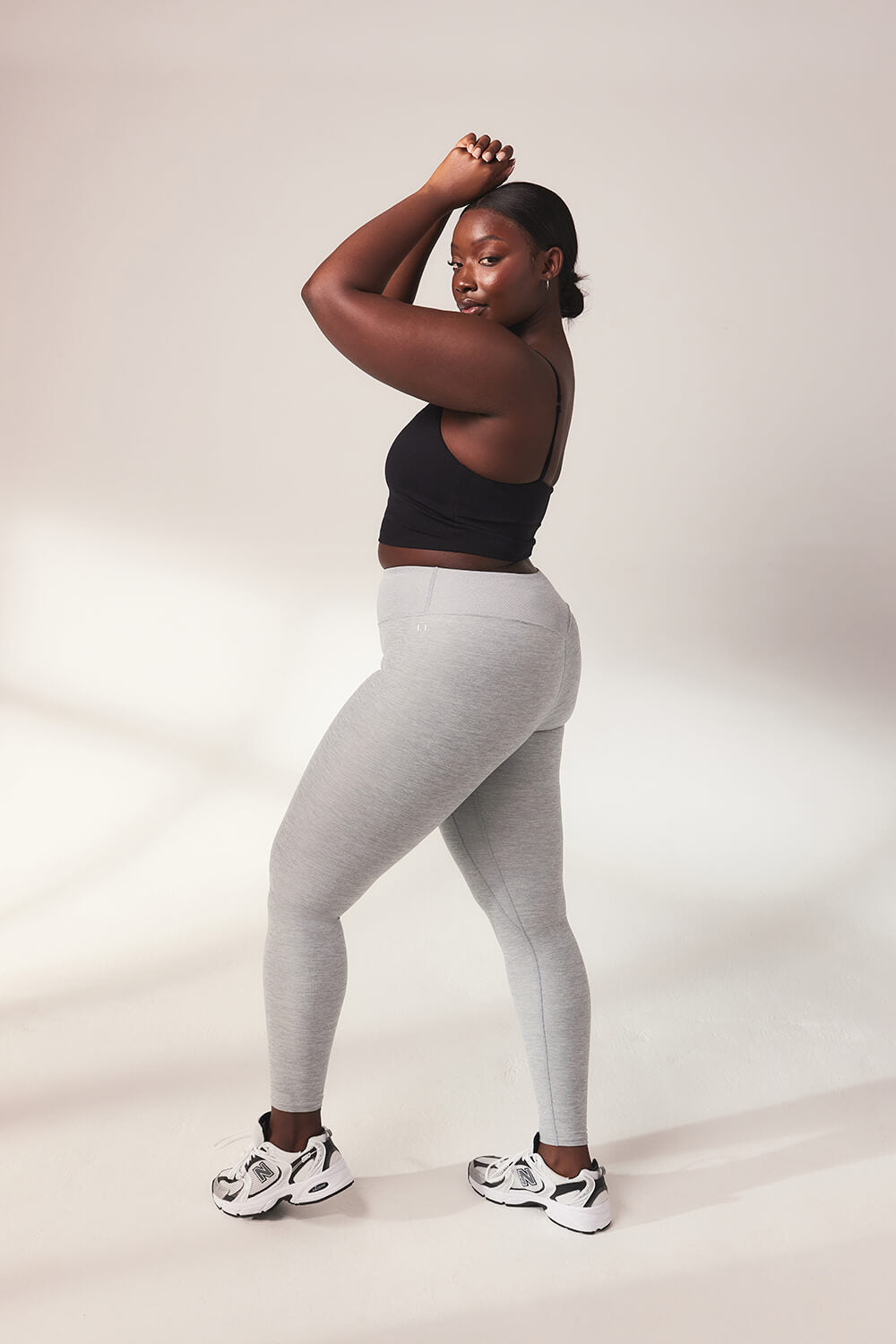 Legging taille haute ultra doux au toucher - Gris clair chiné