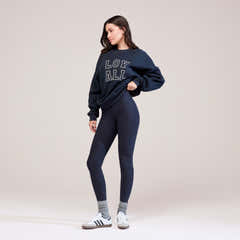 Leggings taille haute quotidiens d'hiver – Bleu marine vintage