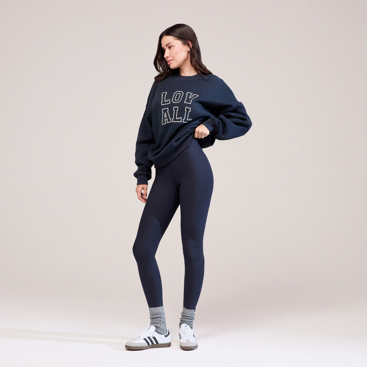 Leggings taille haute quotidiens d'hiver – Bleu marine vintage